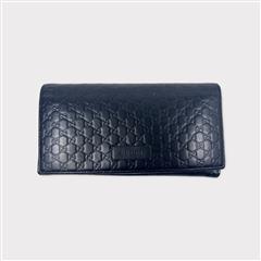GUCCI Microguccissima Leather Continental Flap Black Wallet 449396